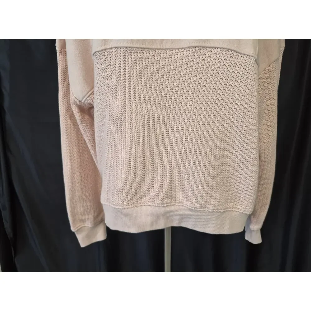 Anthropologie Pilcro Mixed Rib Sweatshirt Neutral Pink XS - Picture 5 of 10